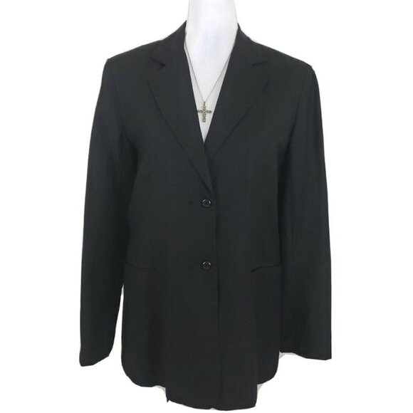 ADOLFO STUDIO ~Woman Size 8~ Black Blazer Long Sleeve Linen Blend Jacket. - Picture 1 of 12